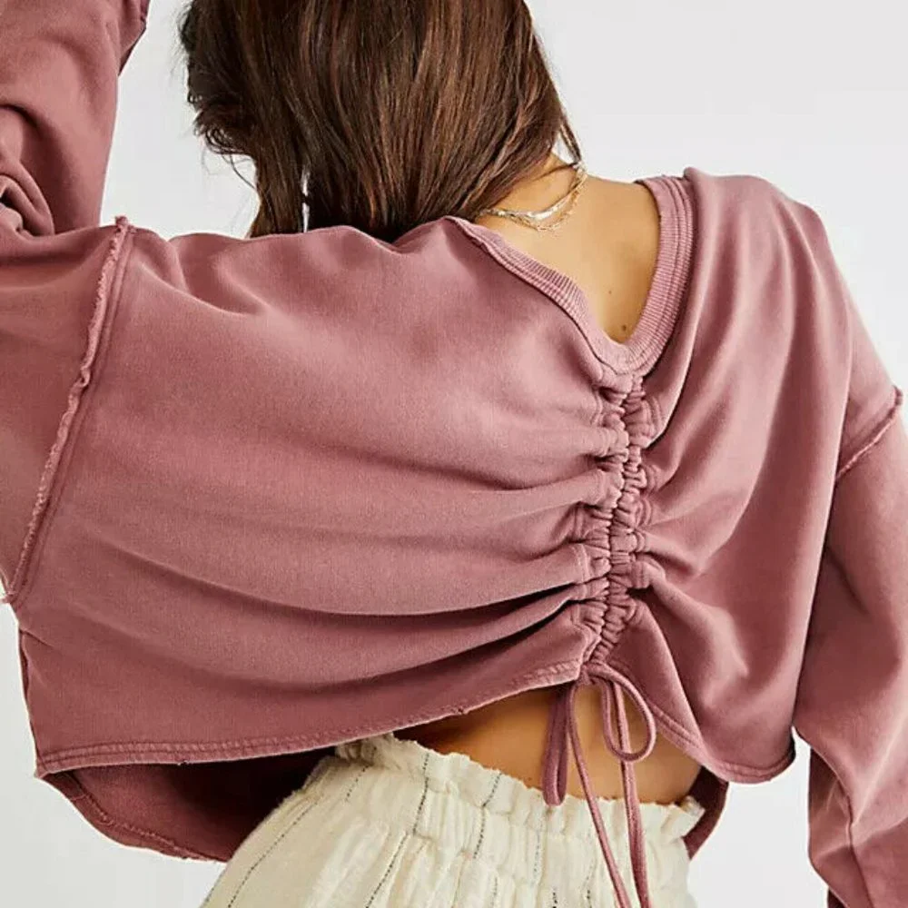 Free People Bae Pullover Dropped Shoulder Oversized Top
